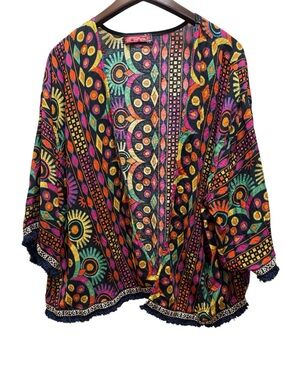 Happy Planet Boho Kimono Colorful Festival Top Oversized